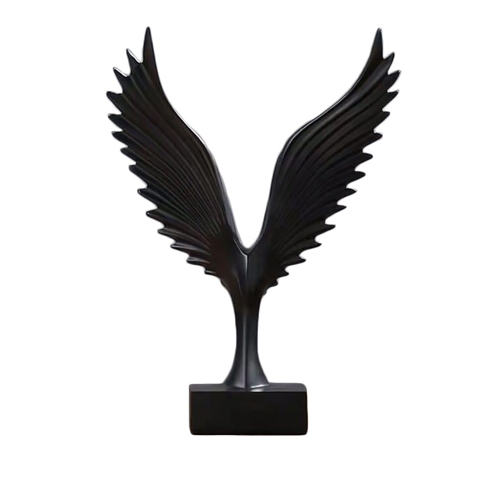 Hars Decoratieve Standbeelden Gesimuleerde Abstract Open Wing Bird Standbeeld Home Standbeelden Dier Sculptuur Muur Decoratie Home Decor: Black