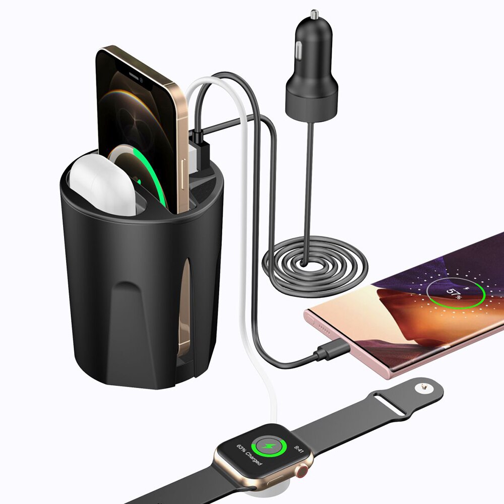 QI Fast Wireless Car Charger Cup For IPhone 12 11 Pro Max XS XR 8 Plus Wireless Charging Holder For Samsung S21 S20/Note10