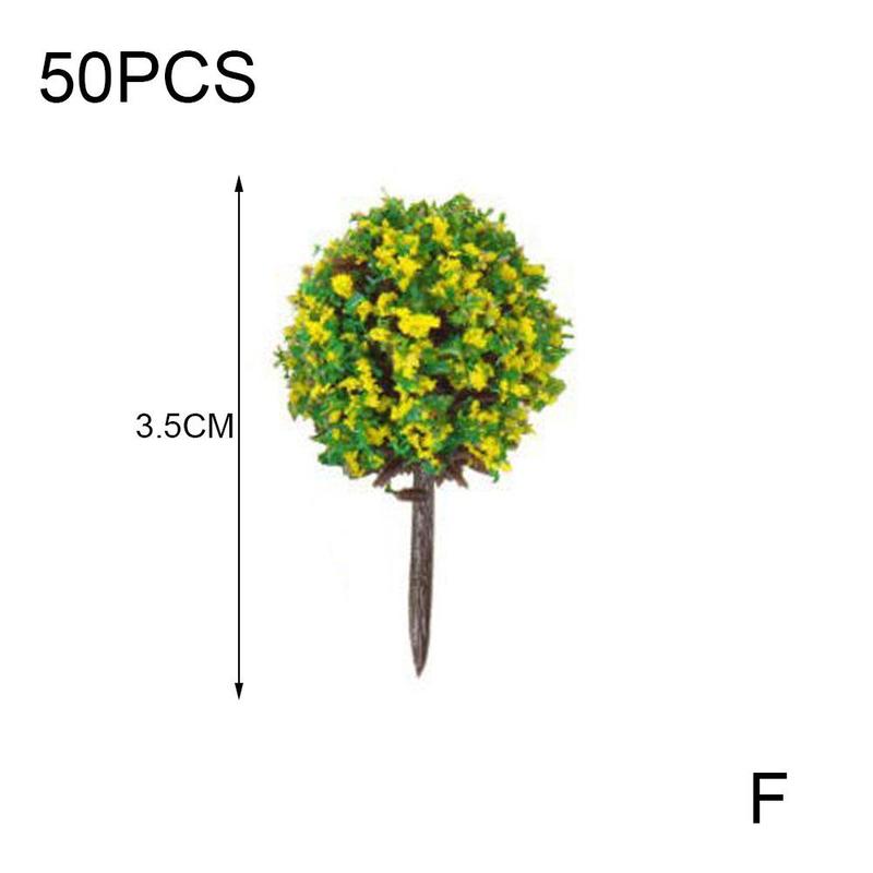 50 Stuks Bloem Model Trein Ronde Bomen Bal Vormige Landschap Kleuren Schaal Landschap 1/87 Gemengde K7W9: F