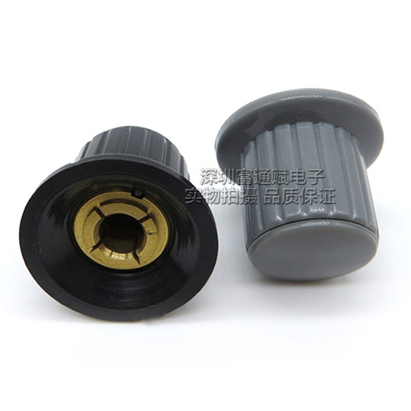 10 stk potentiometer plastikknopkapsel kyp 25-18-6j -bånds switch universal rund d-formet aksel sort og grå