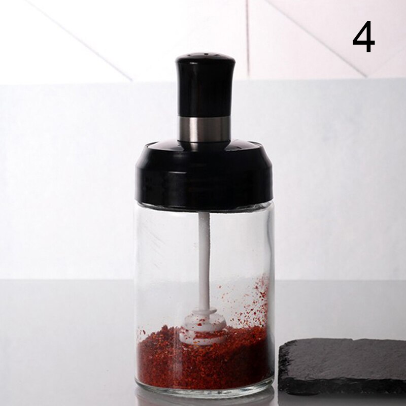 Transparente Küche Liefert Glas Gewürz Glas Für Salz Zucker Pfeffer Pulver Mit Löffel Kunststoff Gewürz Flasche Salz Lagerung Kasten: 4