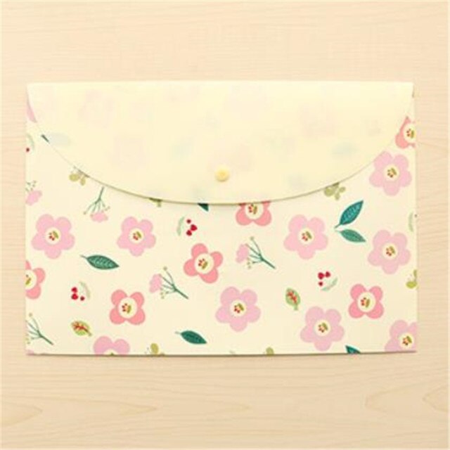 Florala4 File Folder Document Filling Bag Pvc Waterproof Stationery Bag School Office Supplies Bill Data Storage: Yellow-1