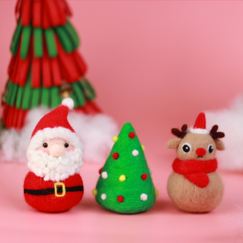 Kerst Naaldvilten Kit Voor Beginner Kerst Vilten Wol Set Sneeuwpop Ambachtelijke Kits Kerstcadeau Wolvilt Engels Handleiding