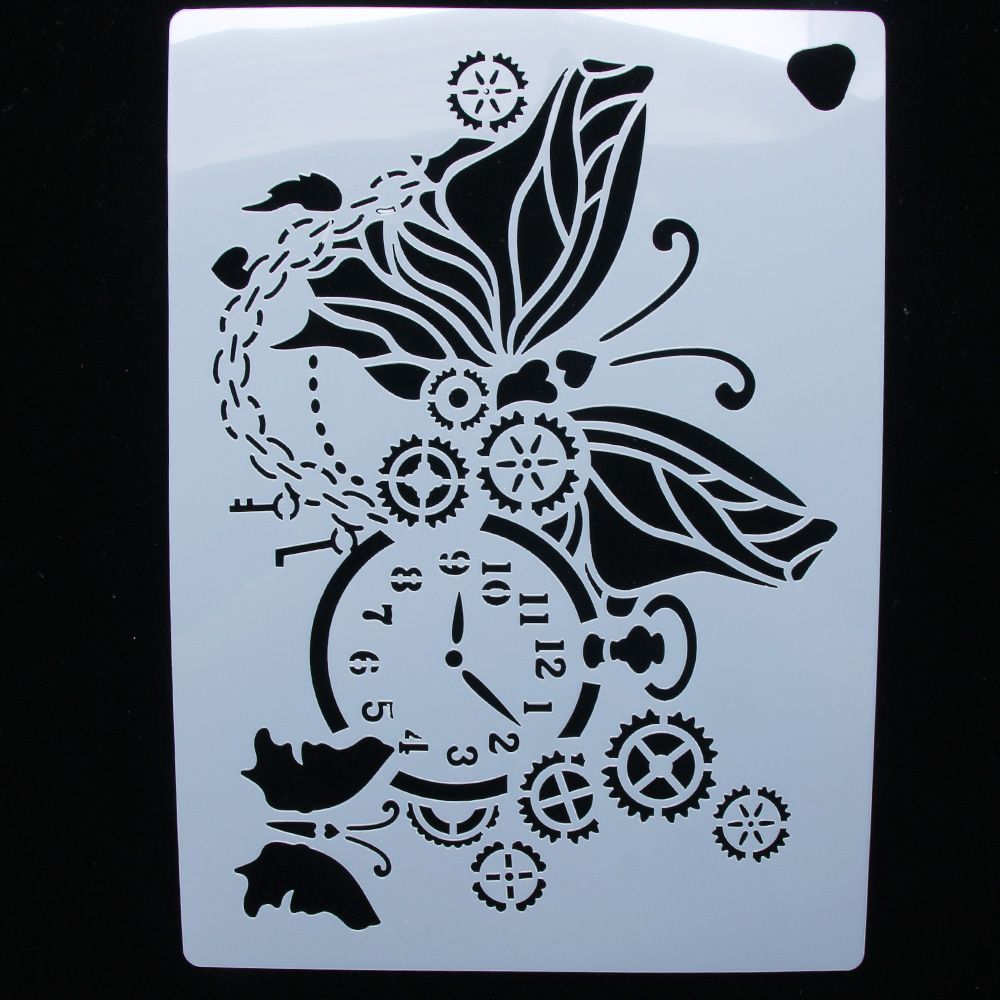 Pochoir réutilisable européen classique, horloge papillon, aérographe, peinture artistique, moule à gâteau en Spray, artisanat de décoration, bricolage