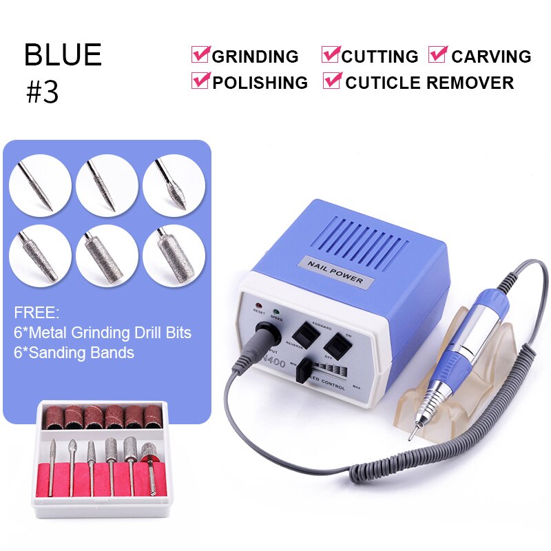 Koskoe Salon Elektrische Nail Boor Machine Apparatuur Set 30000Rpm Nagels Bestand Slijpen Pedicure Nail Art Gereedschap Acryl Gel