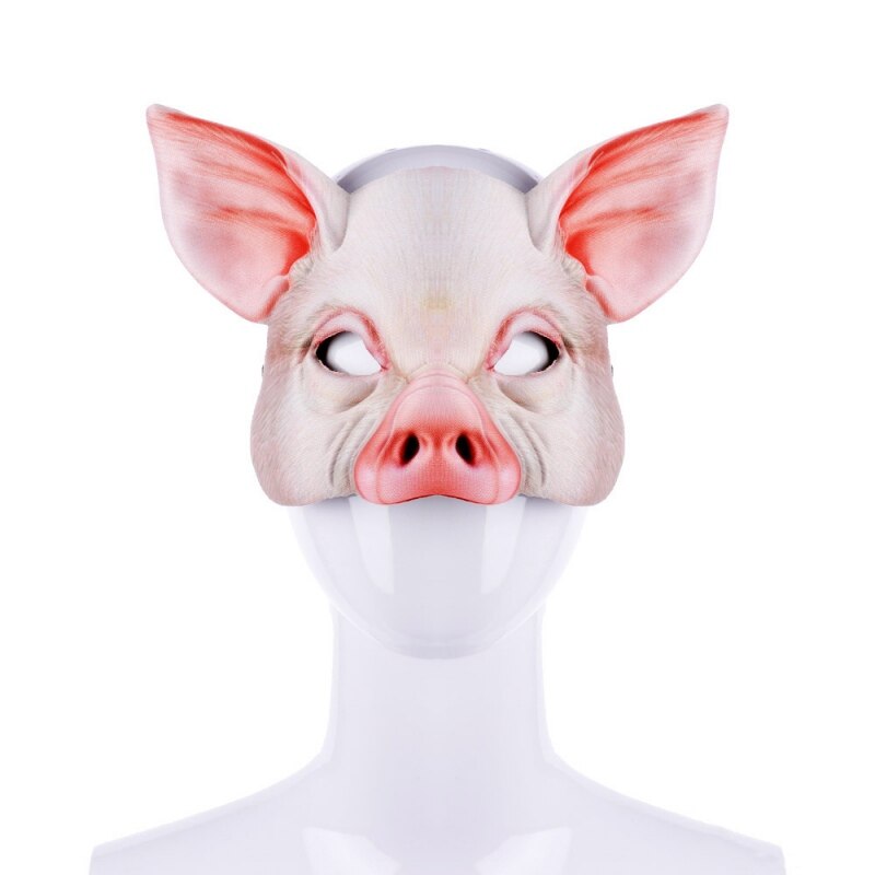 Halloween Animal Mask Half Face Pig Mask Milk Cow Pattern Breathable Animal Party Carnival