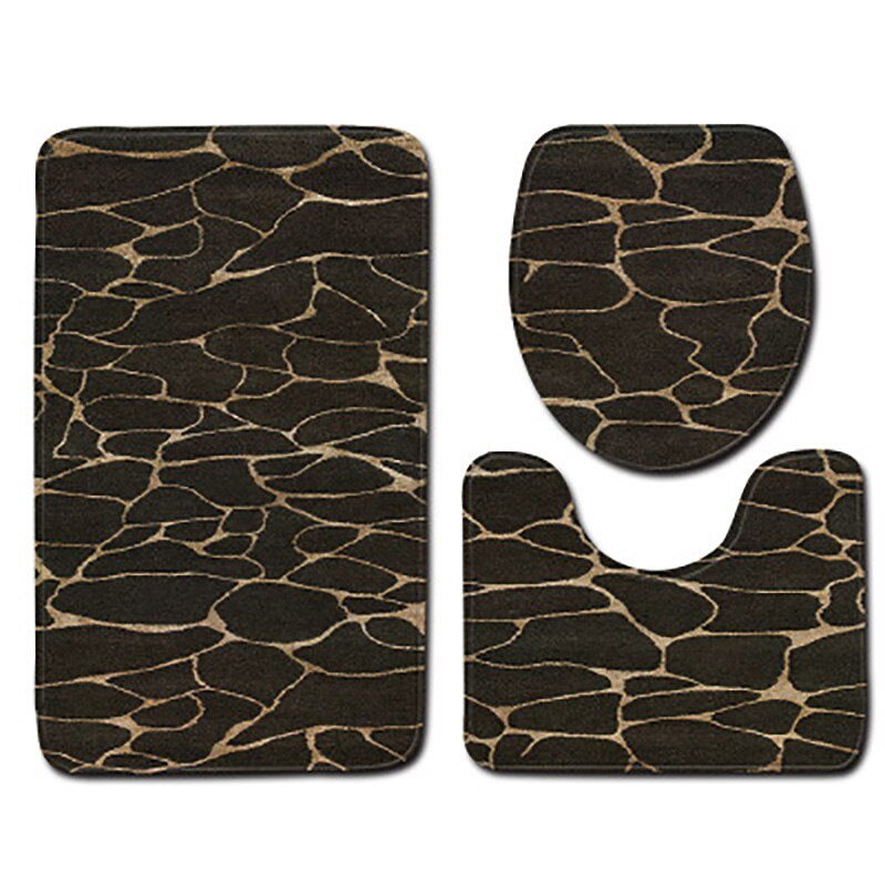 Colorful Bathroom Rugs 3pcs/Set Closestool Seat Mat Toilet Seat Mat Anti Slip Wc Mat Marble Effect Floor Mats Home Toilet Carpet: C009