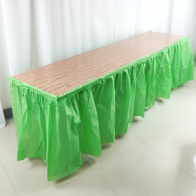 Disposable Table Skirt PEVA Table Skirting Rectangle Desk Skirt Kid Birthday Party Table Cover for Wedding Party Home Decoration: Green Table Skirt