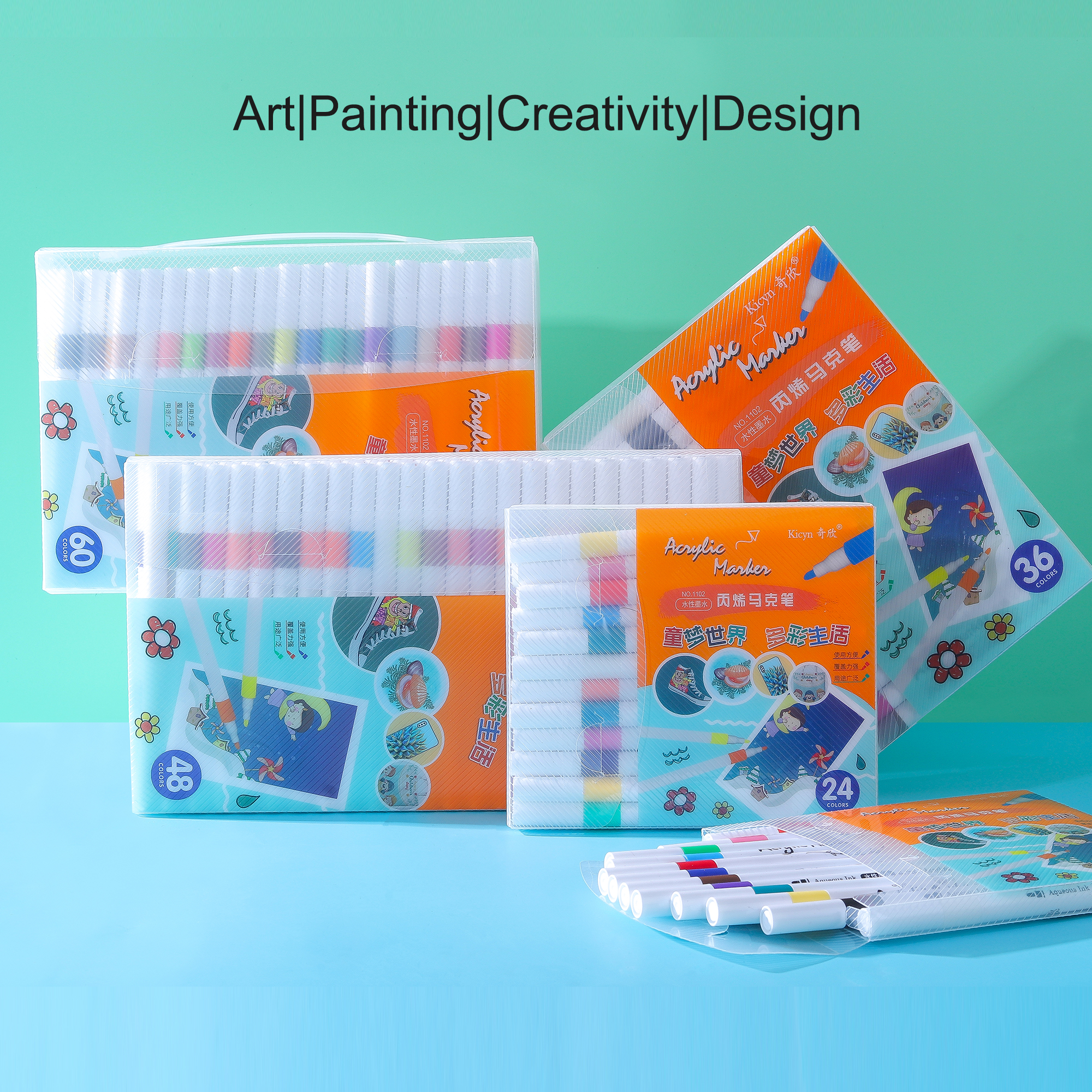 Juego de 12-60 Colores, rotulador artístico de pintura acrílica, pintura rupestre para niños, Graffiti, piedra, cerámica, vidrio, madera, manualidades DIY, suministros de arte