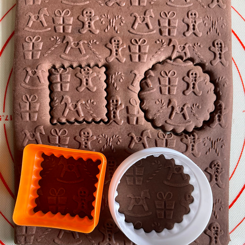 Julkavel med mönster renblomma trä bakning kakor kexfondant tårtdeg graverad embossing roller