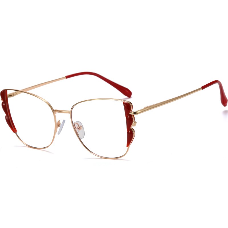 2022 Women Optical Glasses Frame with Recipe Alloy Woman Prescription Eyewear Female Style Full Rim Cat Eye Shape: C2
