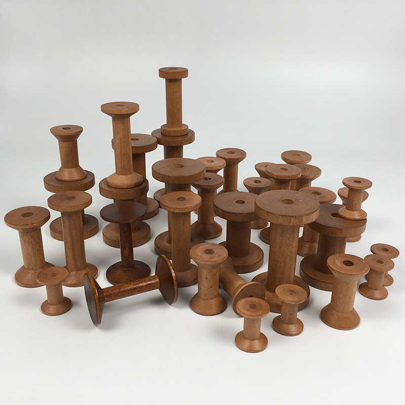 Vintage Wooden Spools DIY Reels Organizer for Sewing Ribbons Twine Wood Crafts Tools Thread Wire Spool Needlework Supplies