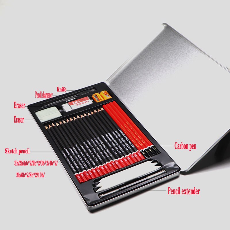 Qi Li high-end iron box sketch set artist-specific sketch tools 2B / 4B / 6B/8B/ 10B / 2H / HB school drawing special stationery