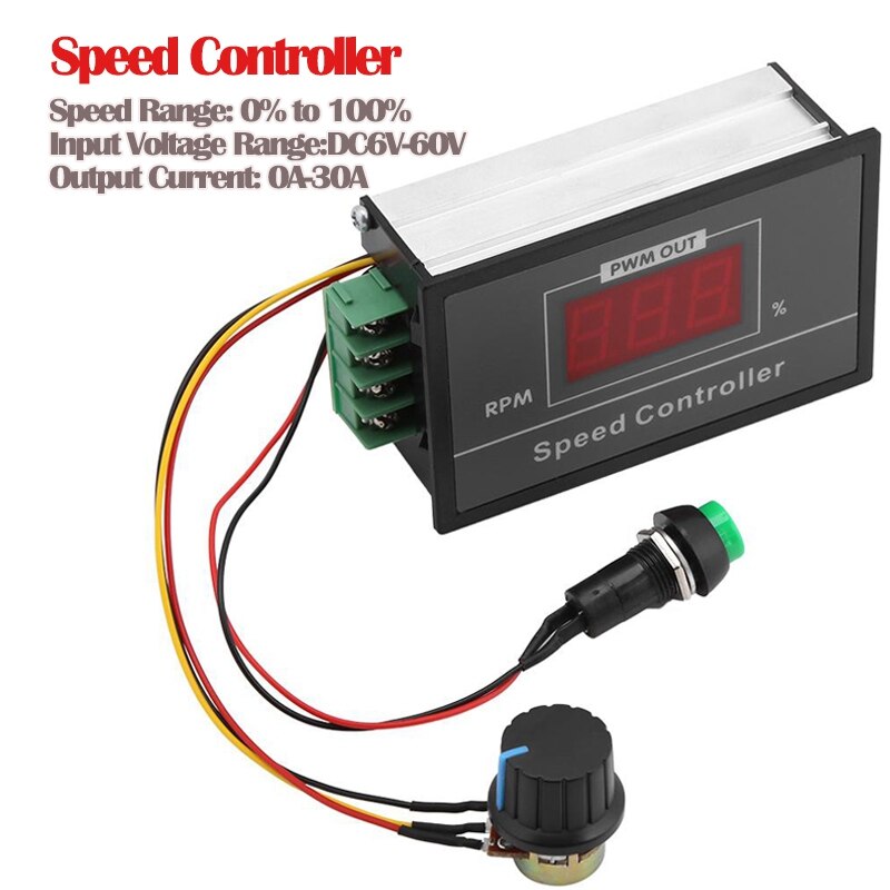 DC 6-60V 12V 24V 36V 48V 30A PWM DC Motor Speed Controller Kommt mit EINER Momentanen Start/Stop Schalter Geschwindigkeit Control Potentiometer