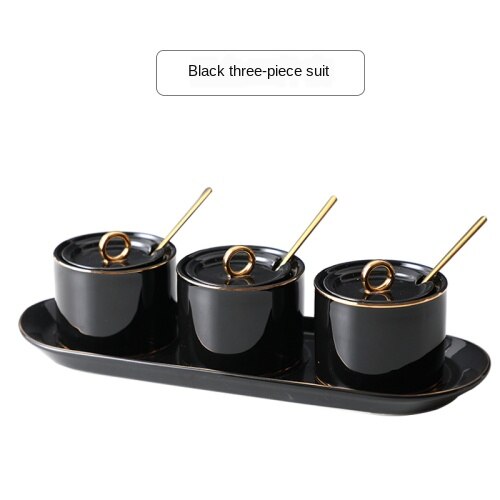 Seasoning box ceramic seasoning jar seasoning can kitchen using Nordic seasoning combination set seasoning bottle salt cans.: White