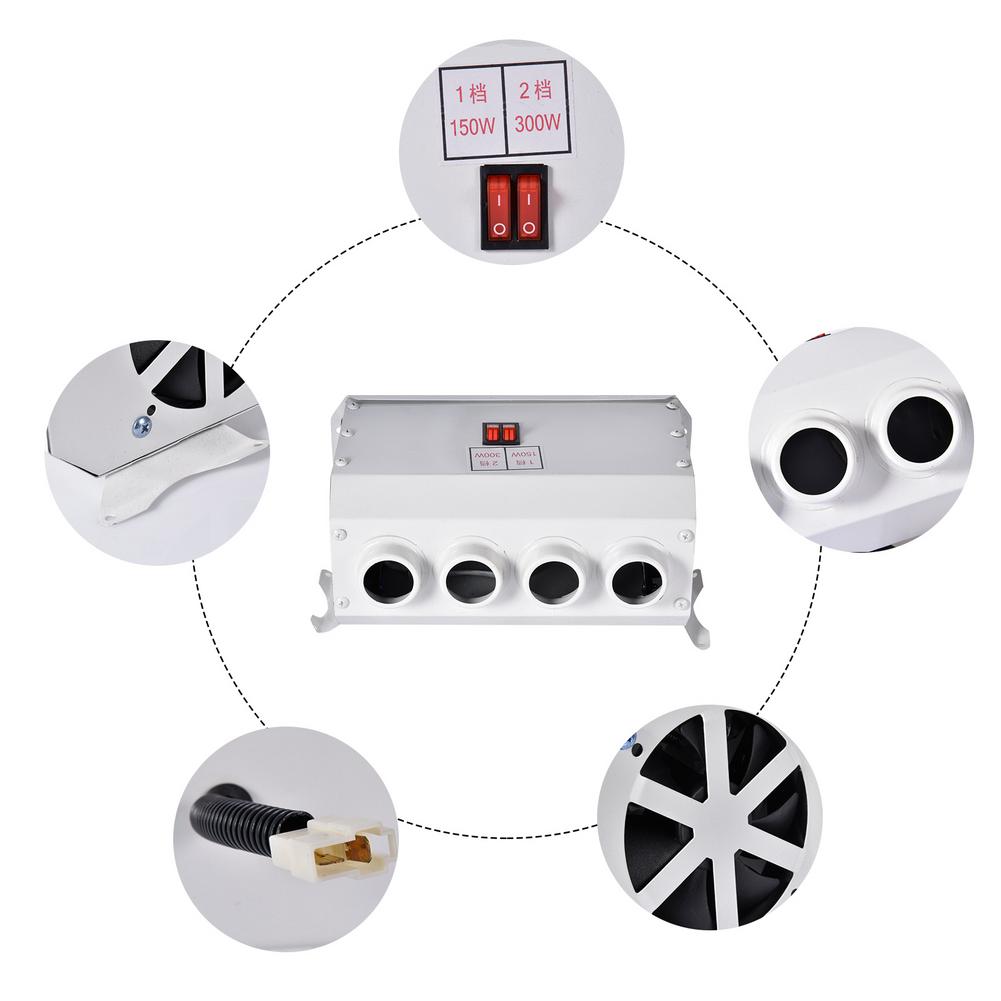 300W efficace Auto voiture chauffage chauffage dégivreur 12V /24V 4 trous voiture électrique ventilateur chauffage pare-brise dégivreur désembueur