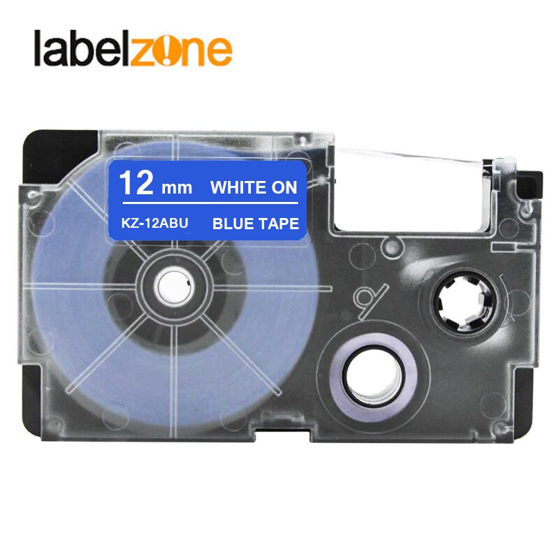 Multicolor 12mm XR-12WE XR-12X XR-12YW Laminiert Label bänder kompatibel für KL60 KL100 KL120 KL750 KL780 KL820 KL7000 KL-7200: White on blue