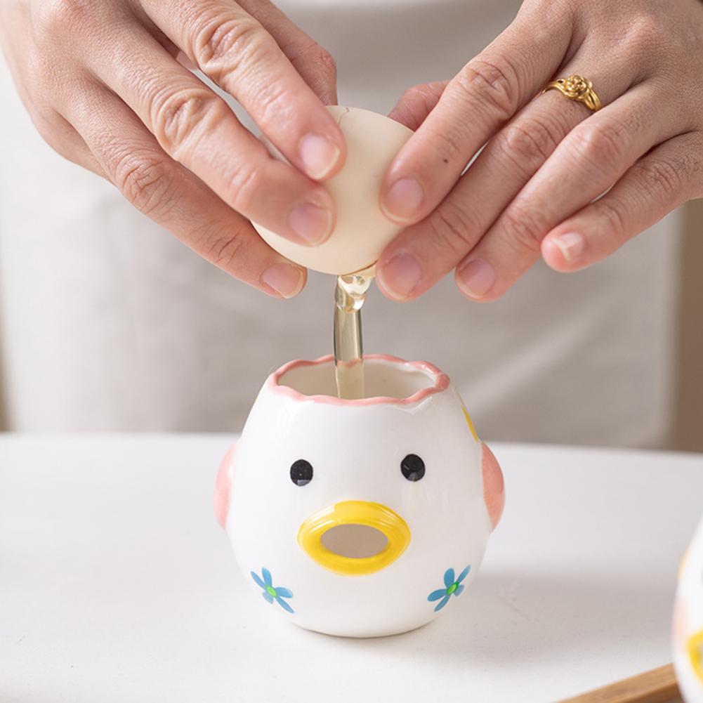 Fun Egg Separator Convenient Oval Beak Ceramic Chicken Shape Yolk Protein Filter Egg Divider