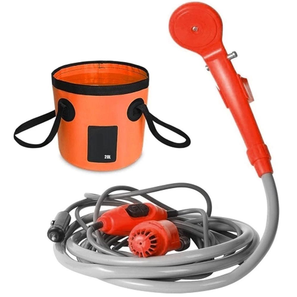 Outdoor Handheld Camping Water Douche Bag Set Regendouche Auto Motorfiets Auto Washer Ocean Beach Body Washer: Orange