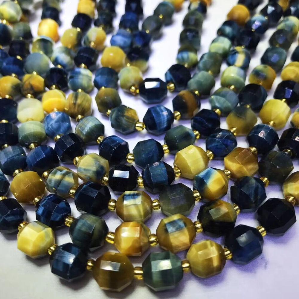 Lose perlen blau TIGERAUGE runde faceted 9-10mm 14 zoll für DIY schmuck machen FPPJ perlen natur