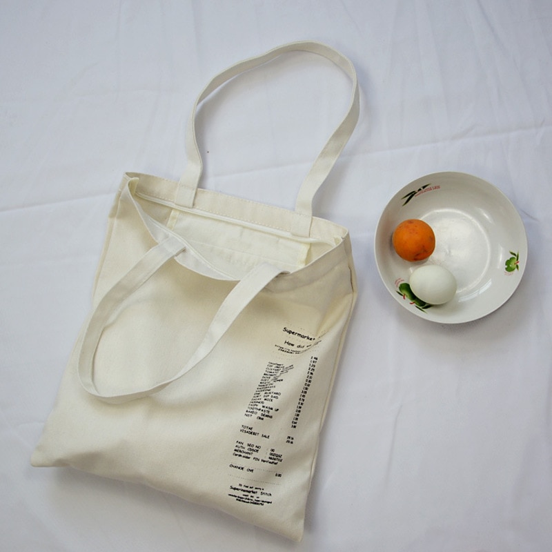 Women Canvas Tote Bag Cotton Cloth Letter Print Shopping Bags Foldable Female Handbag Reusable Eco Beach Shopper Bag Canta Bayan