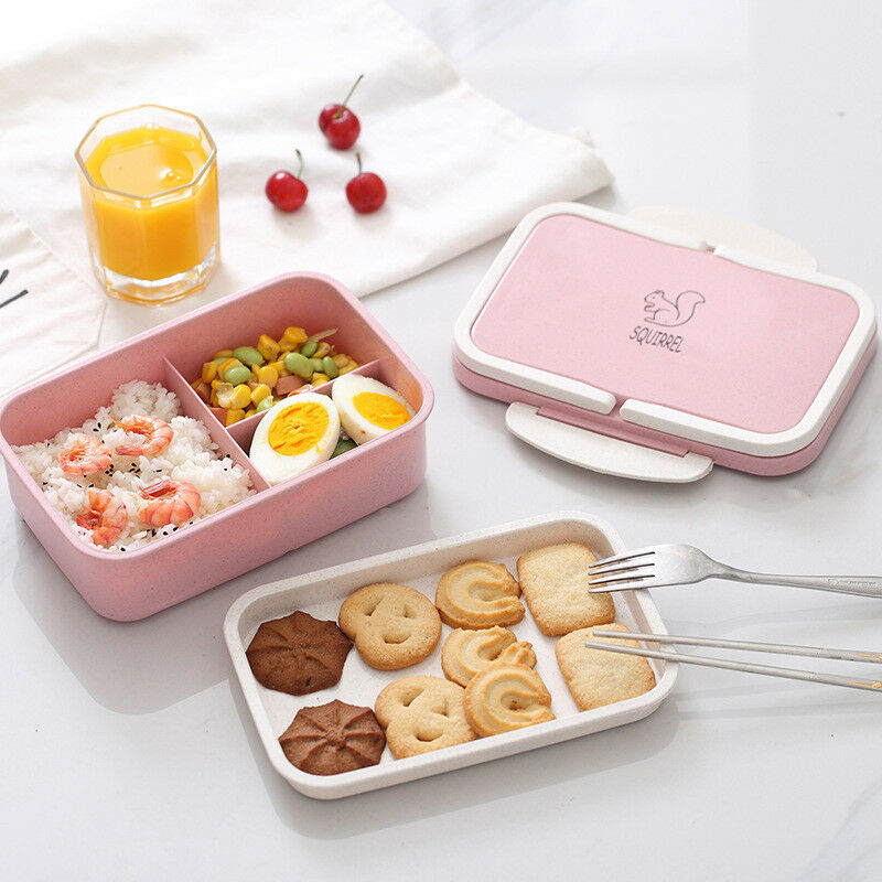 Leak-Proof Bento Lunch Box For Kids School Food Container Japanese Microwave Bento Box Wheat Straw Child Lunch Box