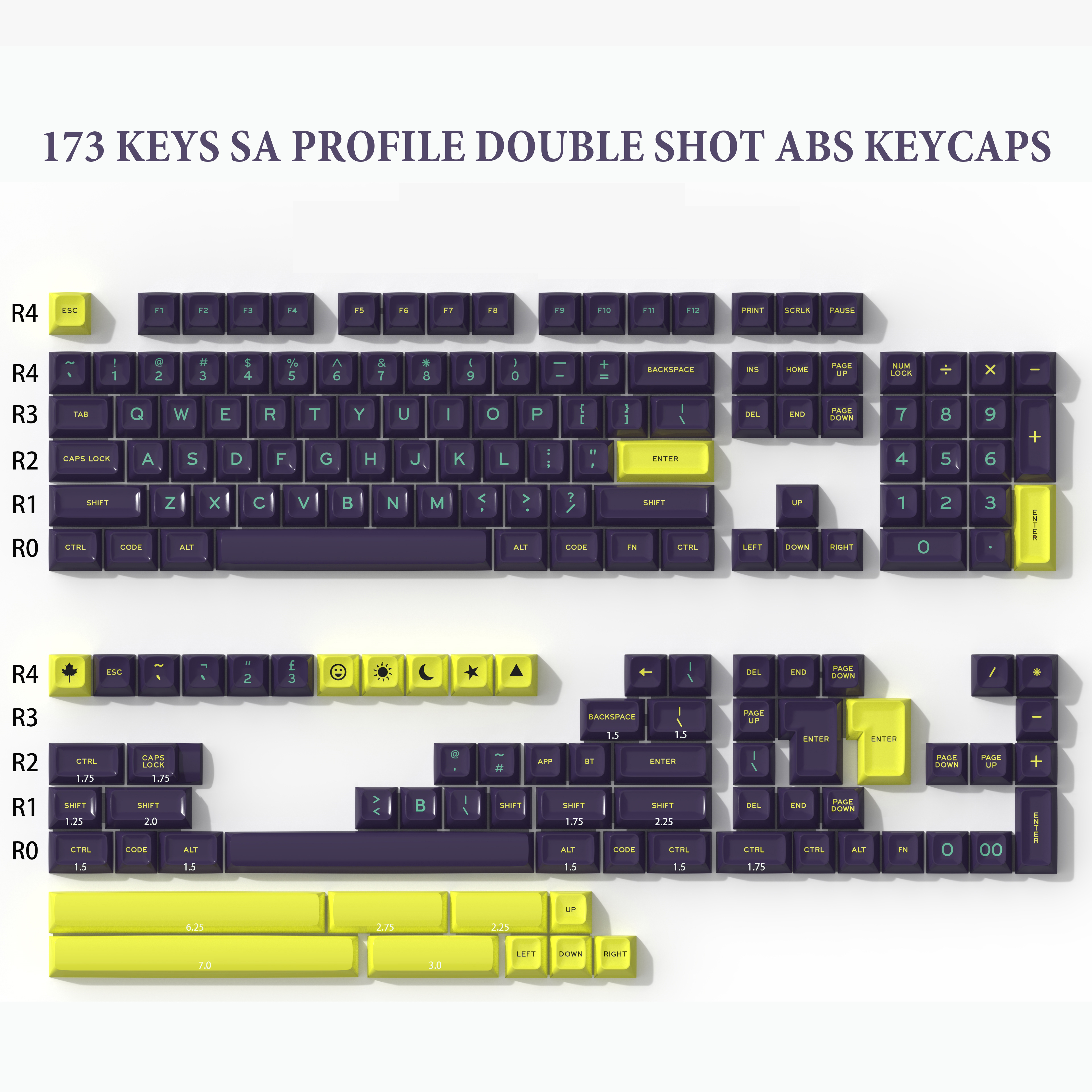 SA Profil Monster--Tastatur-Tastenkappen, benutzerdefinierte doppelt Schuss ABS-Tastenkappen, 173-Tasten für mechanische Spielen-Tastaturen von Kirsche MX Schalter: Creme Farbe