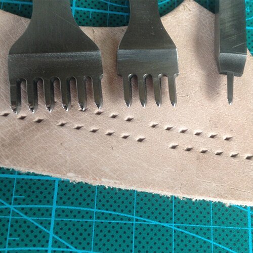 Utile en acier inoxydable trou poinçon losange dent ciseau en cuir artisanat bricolage outil perforateur bricolage en cuir poinçon outil
