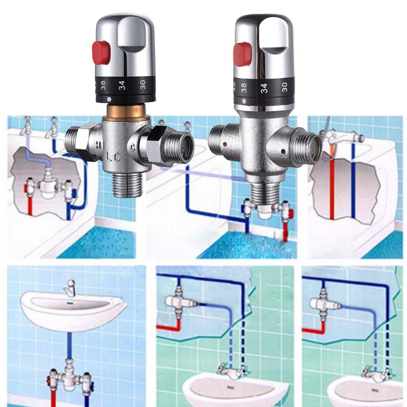 Brass Thermostatic Valve Mixer Water Temperature Control Bathroom Faucet Valve E7CB
