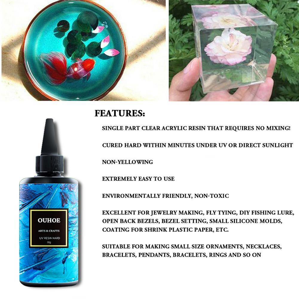 30g, 100g, 200g Acrylic Resin UV Resin Hard 200g Acrylic Transparent Jewelry Craft UV Mold A1P1