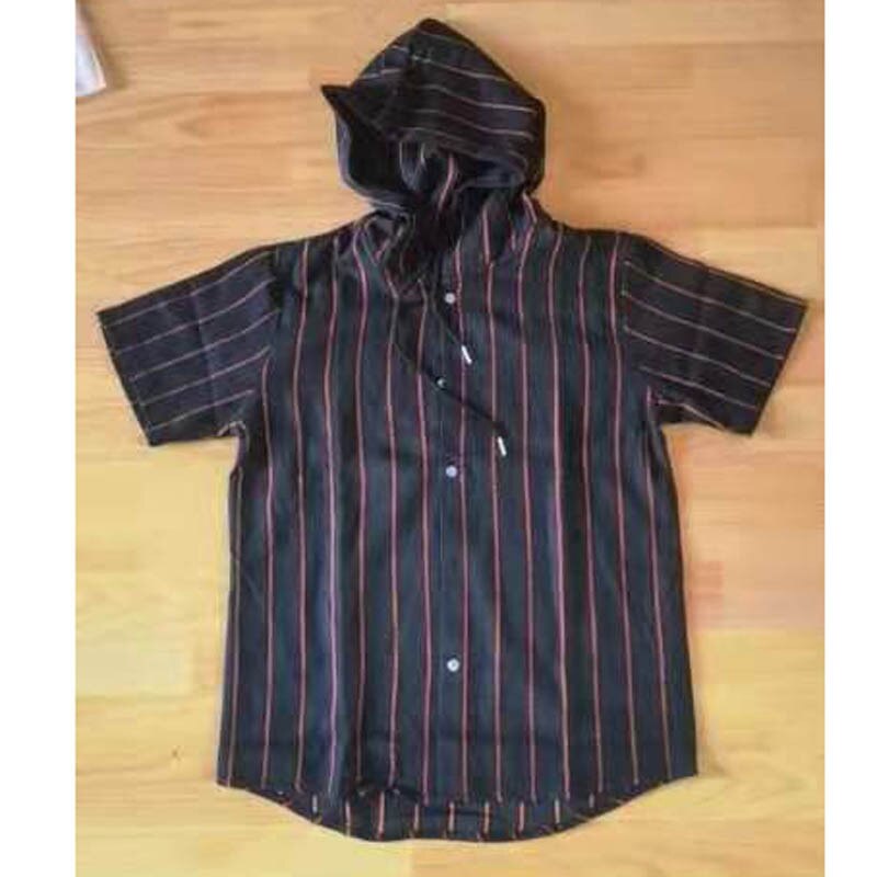 Summer Shirt For Men Spring Casual Dress Shirt Clothes Slim Plaid Short Sleeve Shirts Hooded Shirts Top Blouse рубашка мужская