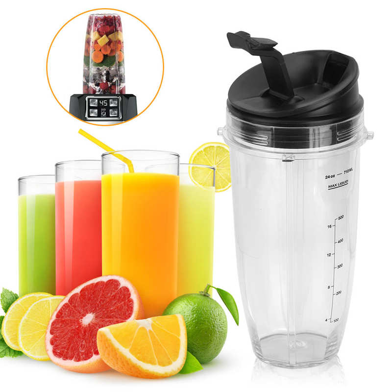 24oz Blender Container Cup Lid Juicer Jar Jug Pitcher Replacement Parts Fit for NINJA 900W 1000W Blender