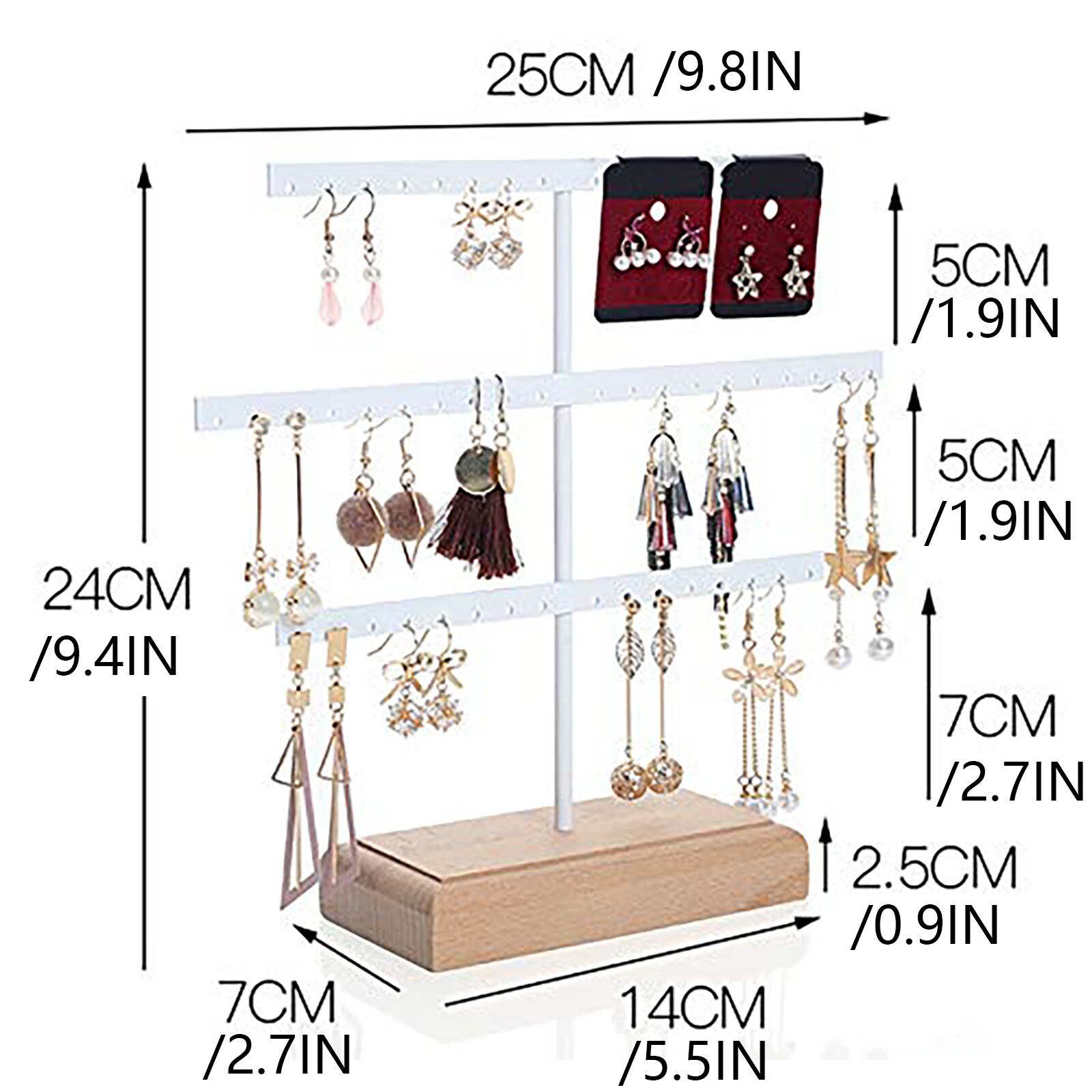 Triple-Tiered Oorbellen Display Sieraden Display Stud Oorbellen Sieraden Rek Sundriesopslag Benodigdheden Thuis Stand