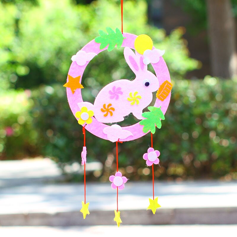 Kids DIY Non-woven Hanging Ornaments Sticker Kindergarten Children Handmade DIY Decoration Material Package: Rabbit