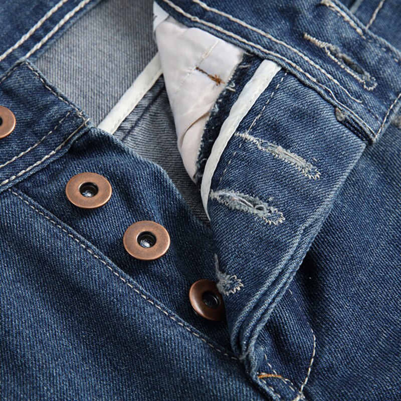 Men Jeans Torn Old Straight Cotton Slim Painted Printed Stretch Motorcycle Jeans Brand Men Trousers Plus Size Destroyed