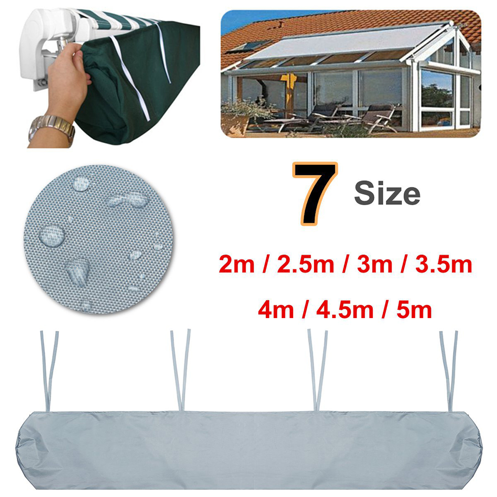 7 größen Terrasse Markise Schutz Abdeckung Terrasse Garten Regen Schuppen Lagerung Tasche Regen Abdeckung Einziehbaren Rollladen Markise Staub Abdeckung: grau / 5M