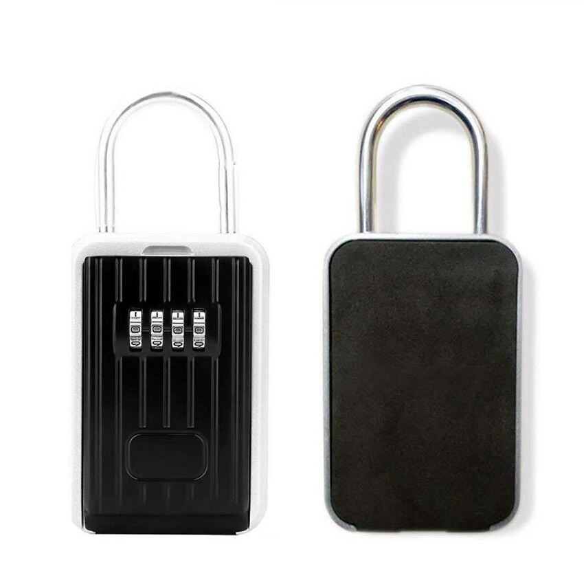 1Pc 4 Digit Password Safes Key Lock Box Waterproof Mini Outdoor Key Cipher Boxes Hanging Padlock Lock Box Safe Storage Case