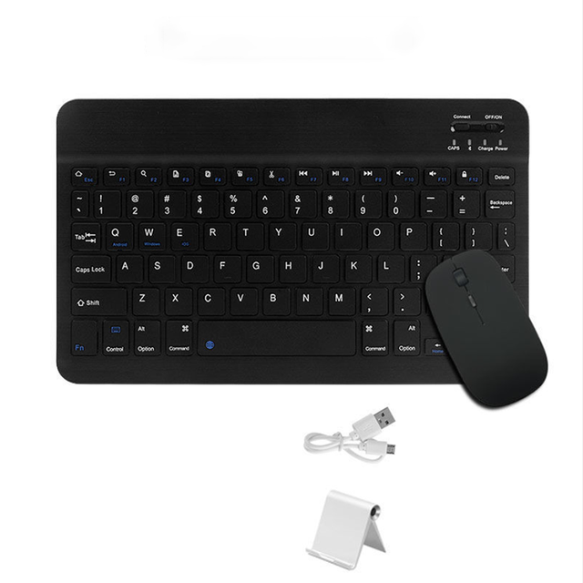 For iPad Bluetooth Keyboard Pro 11 Wireless Mini kawaii pink Keyboard and Mouse For Samsung Xiaomi blue iPad Keyboard Mouses: Black with mouse