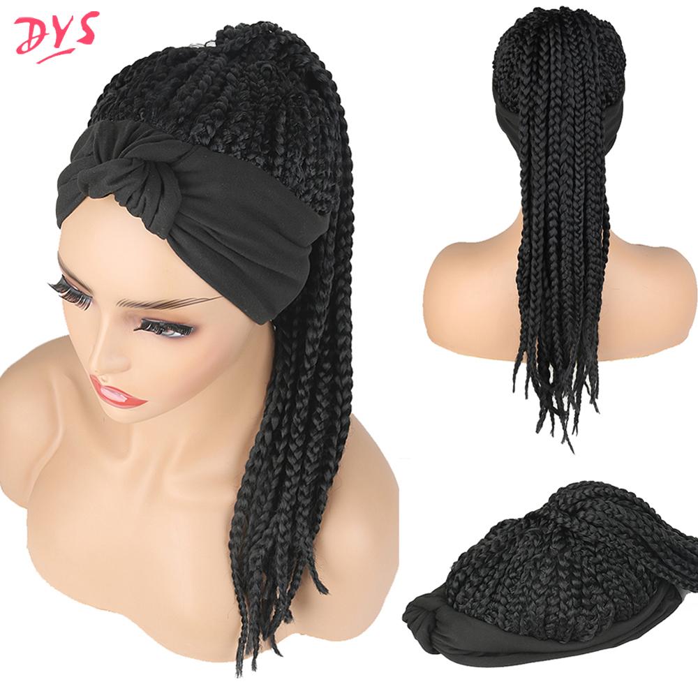 Peluca de pelo largo Afro rizado para mujeres negras, caja trenzada de ganchillo, banda para el pelo con trenzas