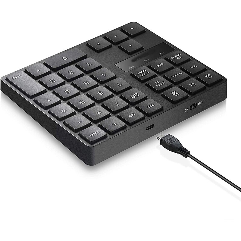 SeenDa Wireless Numeric Keypad Rechargeable Number Pad Keyboard with 35 Keys for Ma cbook Android Windows Laptop PC