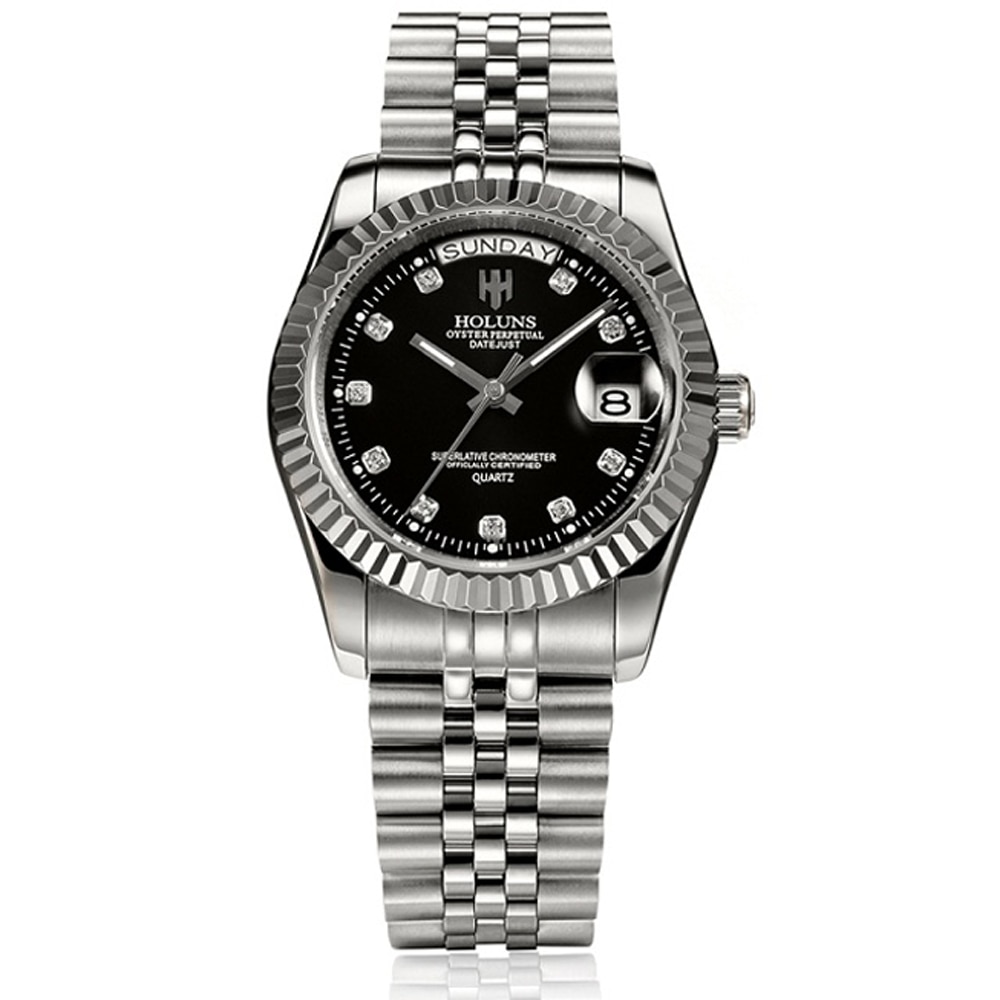 Holuns uhr herren uhren 316L stahl uhr diamanten Miyota quarz business männlichen armbanduhr kalender datum 50M wasserdichte