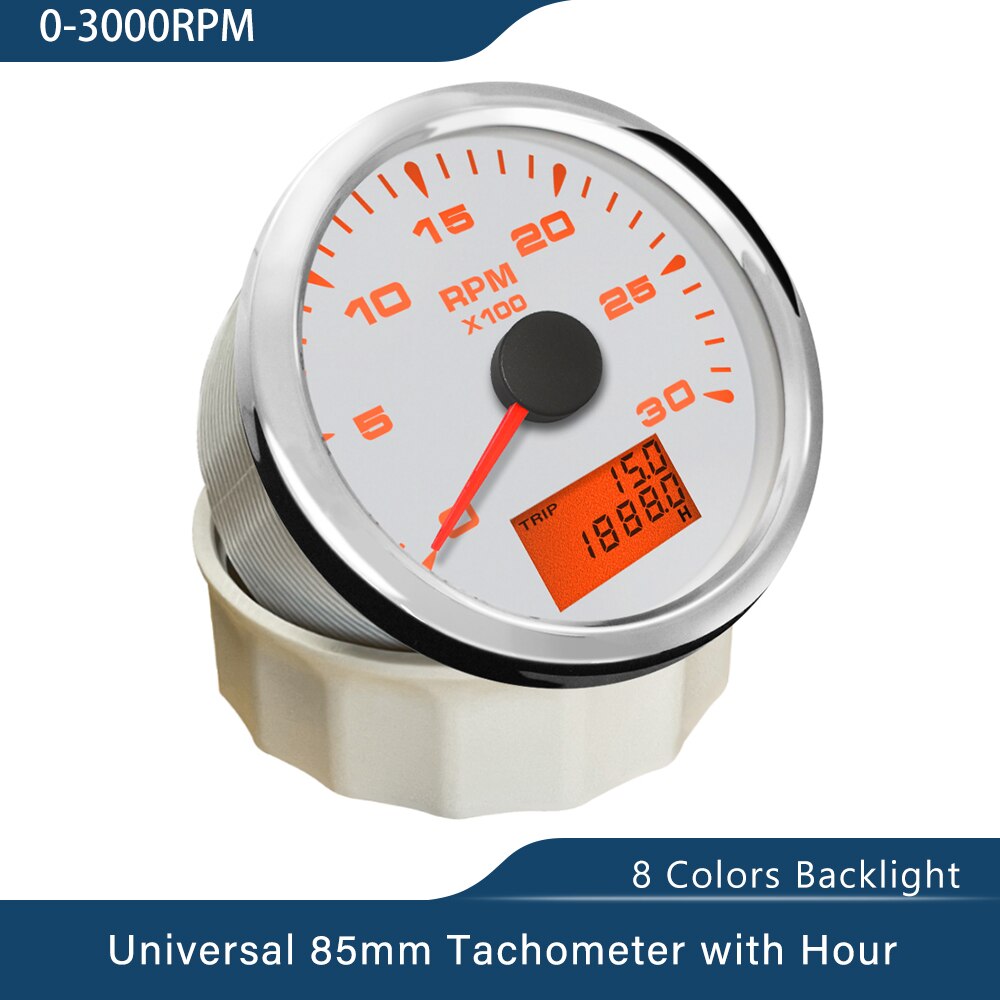 Wasserdichte Stiefel Drehzahlmesser Marine Tacho Messgerät LCD Betriebsstundenzähler 3K 4K 6K 8K 85mm Stiefel Tachometer 12V/24V Mit 8 Farben Hintergrundbeleuchtung