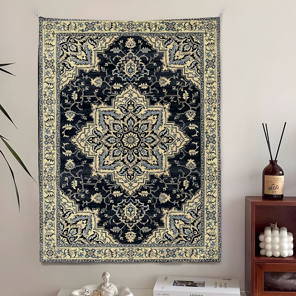 Tapisserie COOL à motif persan HD, parfaite pour la maison et le salon, décor mural de chambre à coucher, bannière d'arrière-plan, Mandala Trippy, tapisserie murale: 150x100CM / Brun Olive