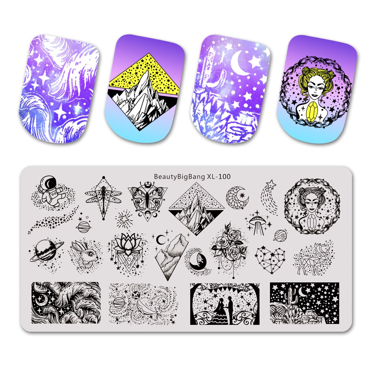 BeautyBigbang Nail Stamping Plates Cute Swan Cat Lips Heart Sweet Pattern Nail Art Stamps Template XL-104: 100