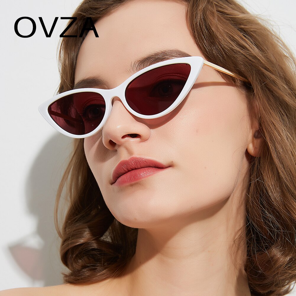 Ovza vintage cat eye solbriller til kvinders smalle punk solbriller retro dame briller  uv400 s0087