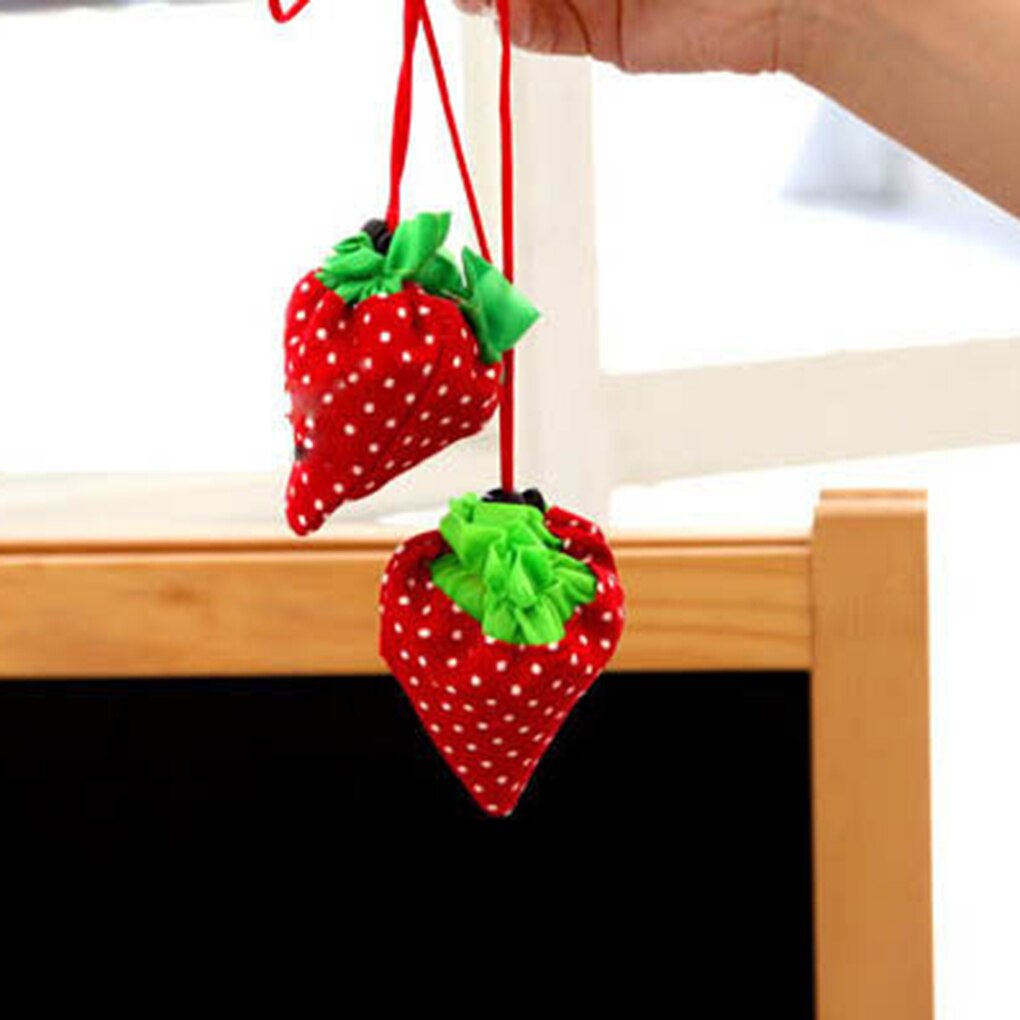 Bolsa de Nylon plegable para comestibles, bolso de compras grande de fresa, bonito bolso de viaje, ecológico, Floral, reutilizable, 5 uds.