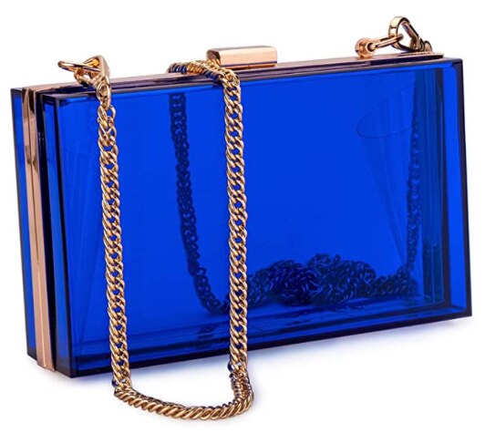 Women Acrylic Clear Purse Cute Transparent Crossbody Bag Lucite See Through Handbags Evening Clutch Events Stadium Approved: Blue