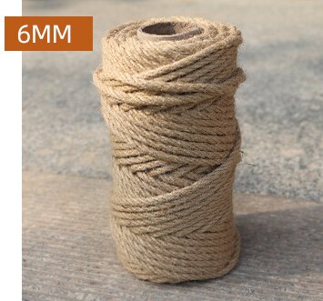 Cuerdas de Sisal de 4mm, 5mm, 6mm x 100m, hilo de yute, cuerda de cáñamo Natural, decoración de arte para el hogar para rascar gatos y mascotas: 6mm x 100m