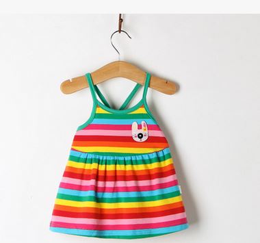 Vestido de algodón para bebé de 0 a 2 años, Rayas de colores, ropa de verano,: green / 24 meses