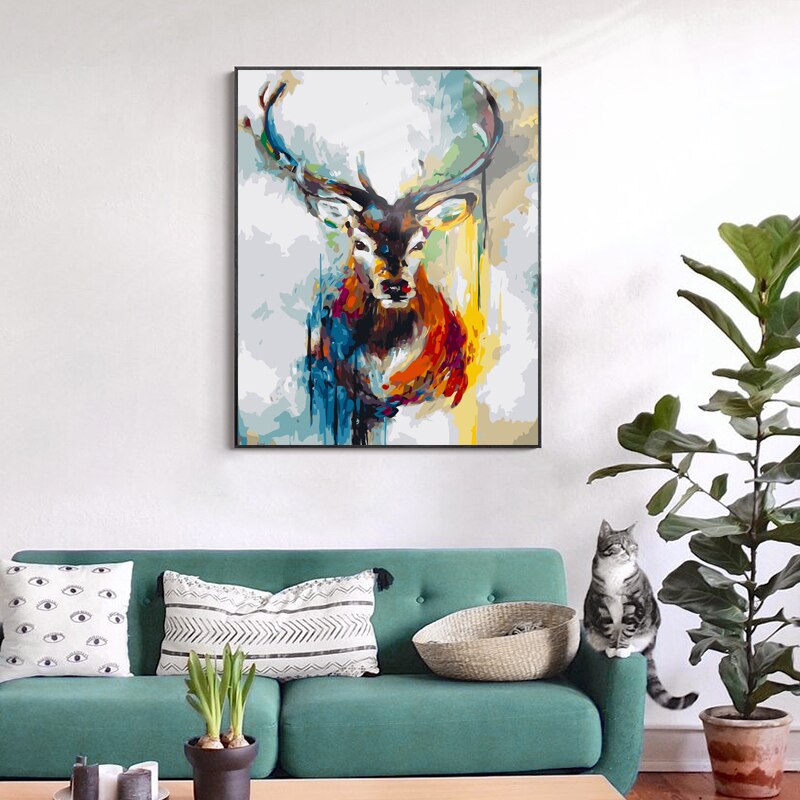 Måla efter siffror rådjur panda hund färglägga med siffror 3 stjärnor 24 färger bild för siffror: Va -2296 29 färger / 40 x 50cm diy ram